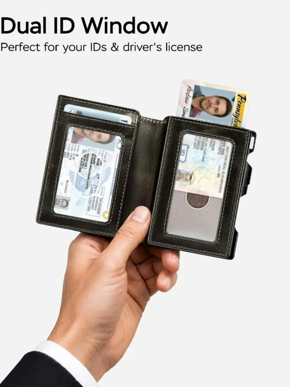 Genuine Leather Slim Minimalist Wallet for Men - RFID Blocking, Stylish